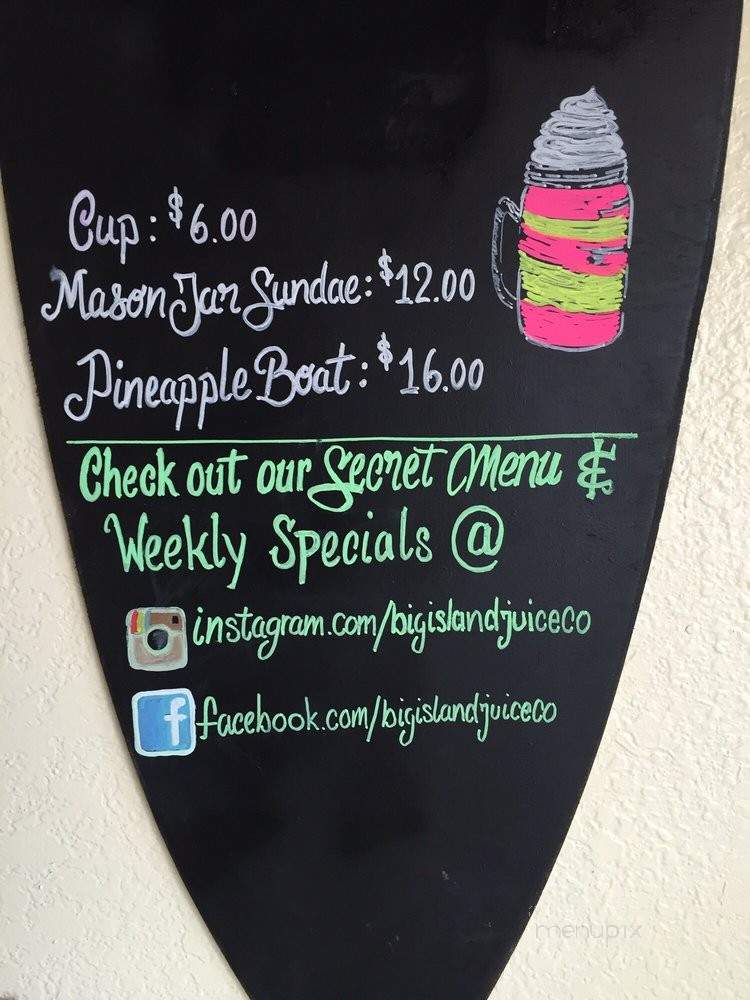 Big Island Juice Co - Hilo, HI menu_pic