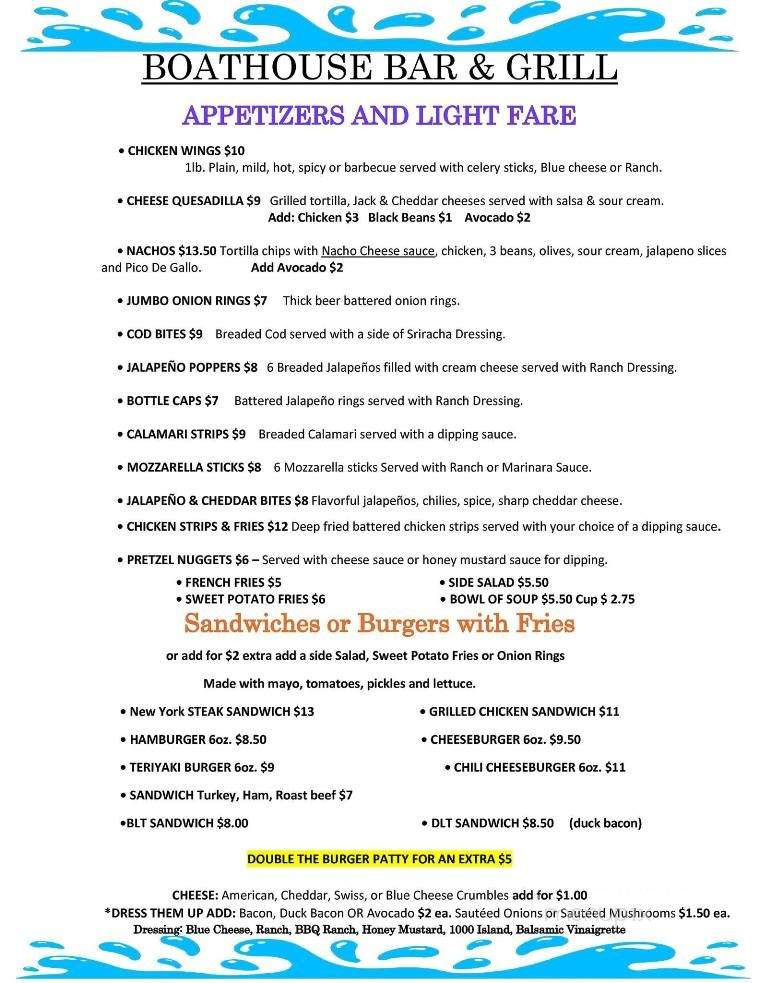 Boathouse Bar and Grill - Fields Landing, CA menu_pic