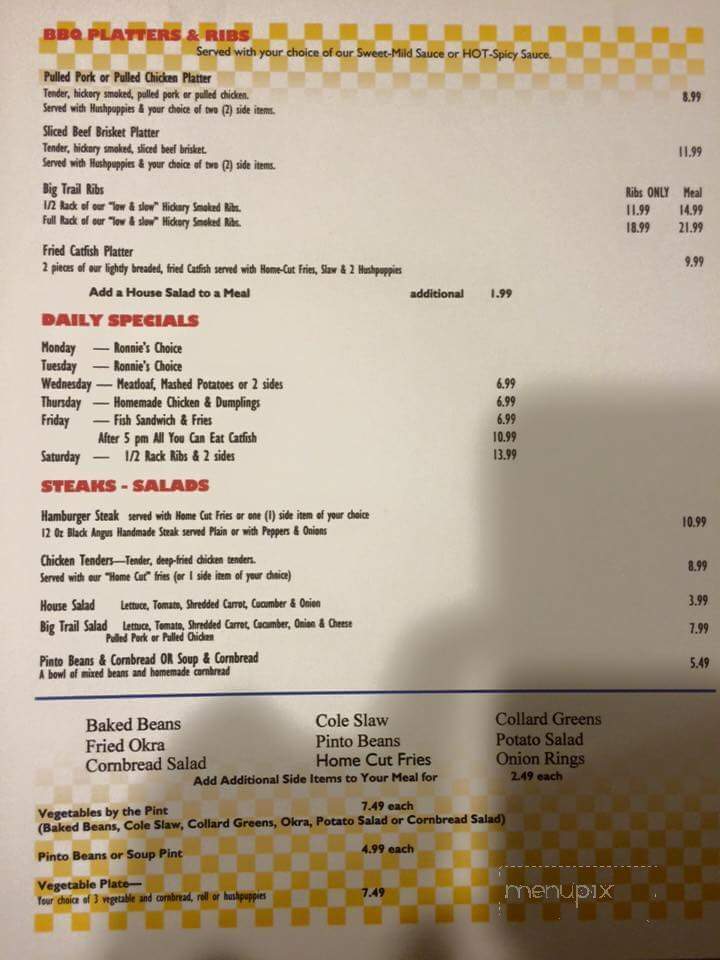 Buffalo Trail Diner & BBQ - Bean Station, TN menu_pic