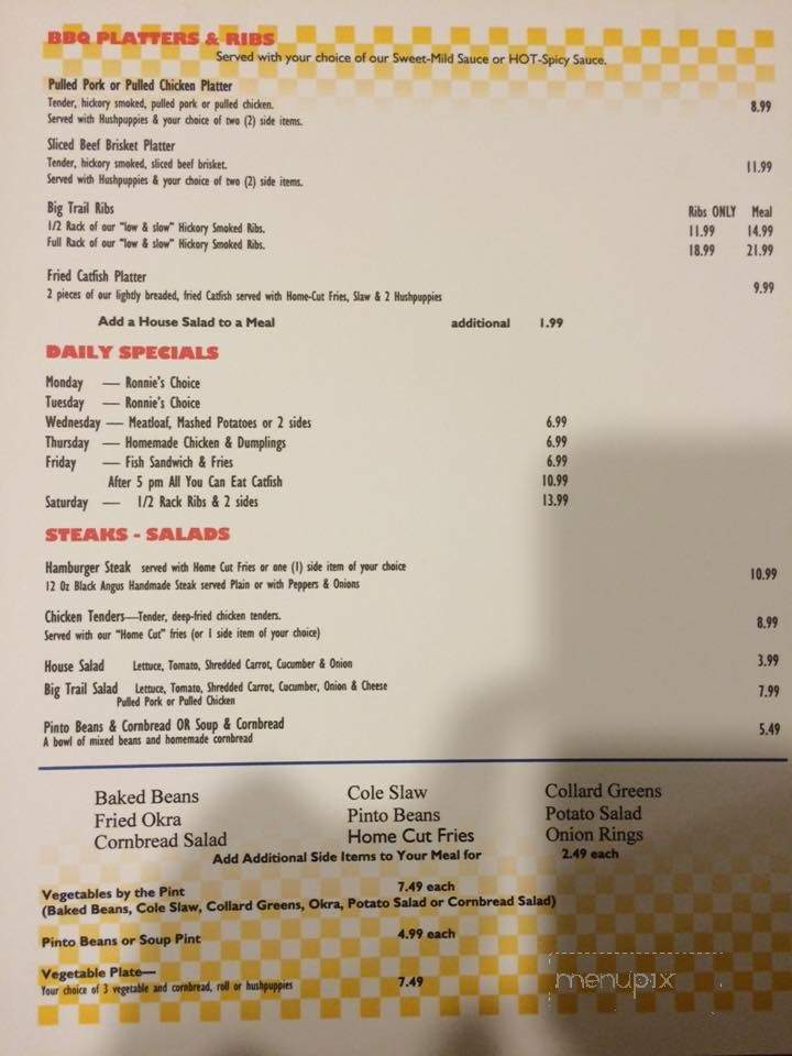 Buffalo Trail Diner & BBQ - Bean Station, TN menu_pic