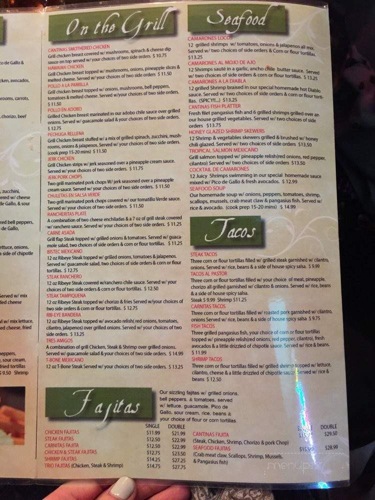 Cantina Mexican Grill & Bar - Tampa, FL menu_pic