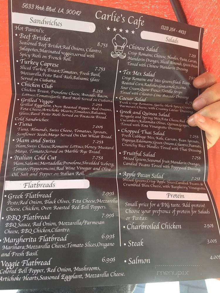 Carlie's Cafe - Los Angeles, CA menu_pic