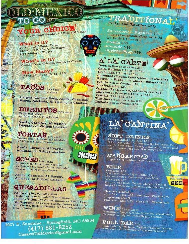 Cesar's Old Mexico - Springfield, MO menu_pic