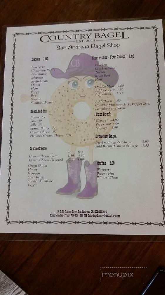Country Bagel - San Andreas, CA menu_pic