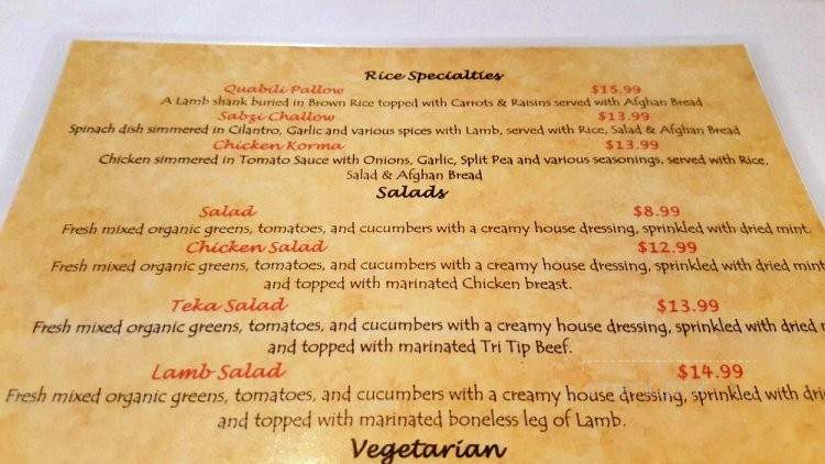 De Afghanan - Tracy, CA menu_pic
