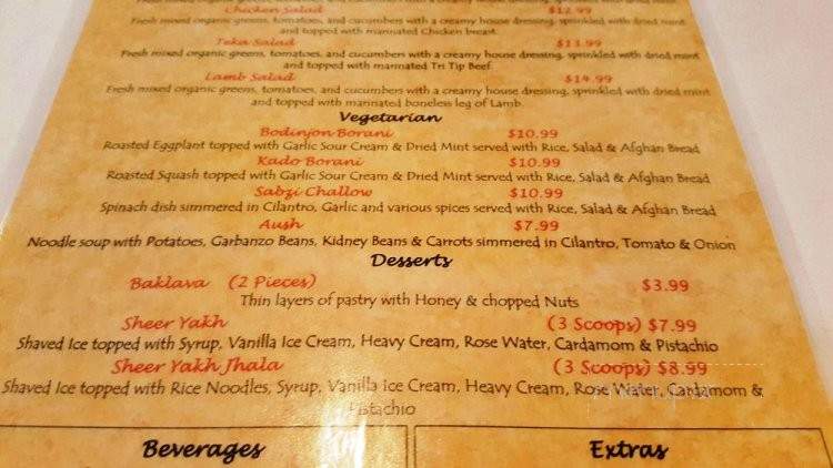 De Afghanan - Tracy, CA menu_pic