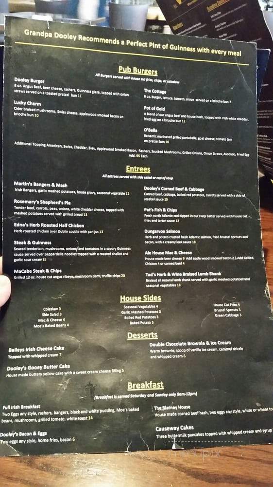 Dooley's Irish Ale House - West Dundee, IL menu_pic