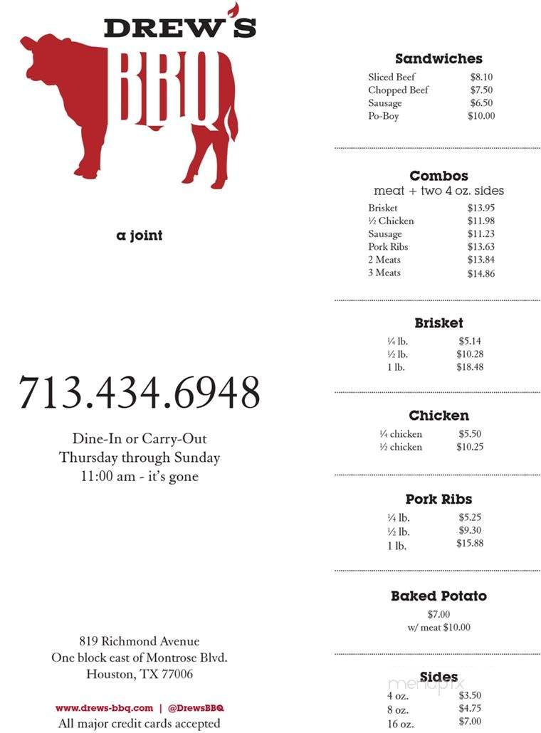 Drew's BBQ - Houston, TX menu_pic