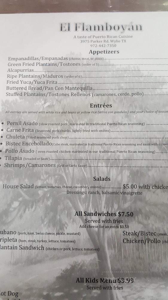 El Flamboyan - Wylie, TX menu_pic