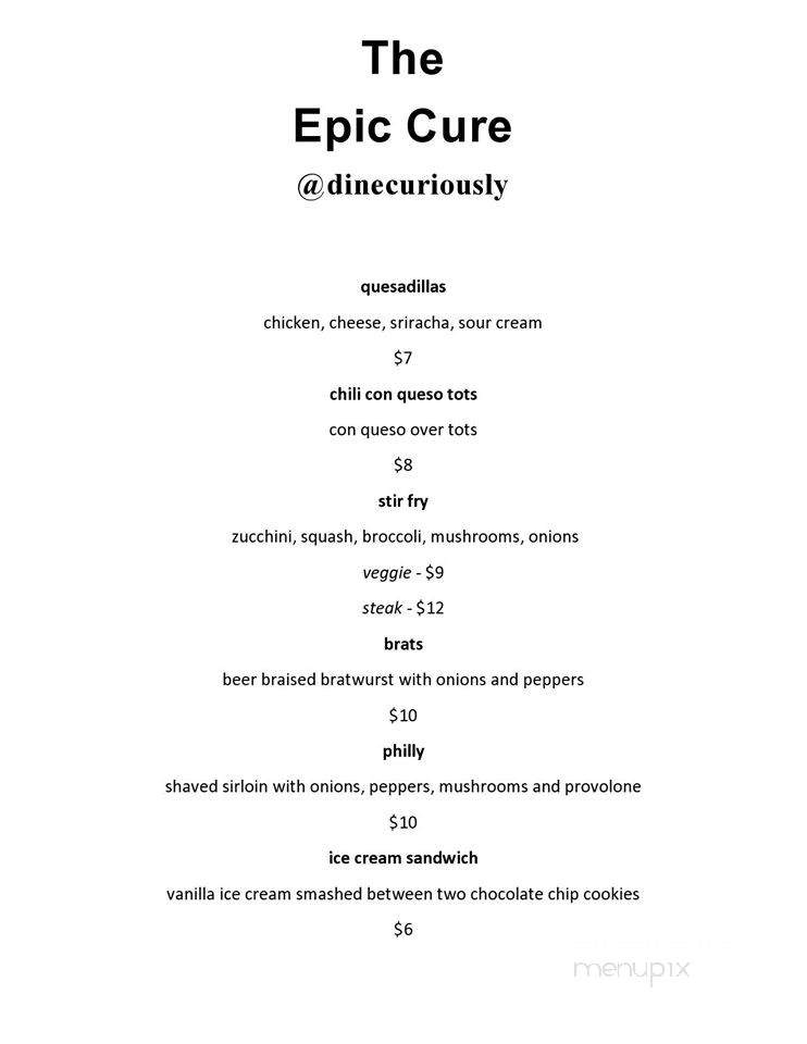 Epic Cure - Lexington, KY menu_pic