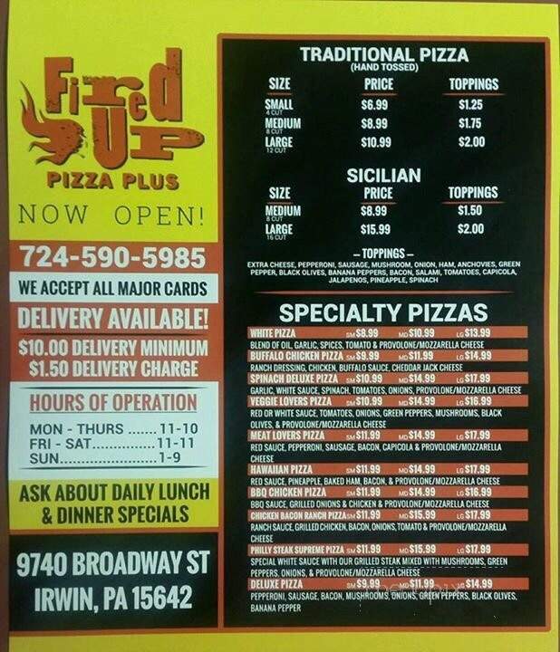 /26937149/Fired-Up-Pizza-Plus-Irwin-PA - Irwin, PA
