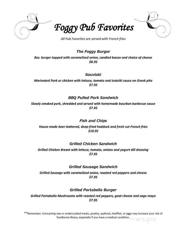 Foggy Goggle Osteria - Burke, VT menu_pic