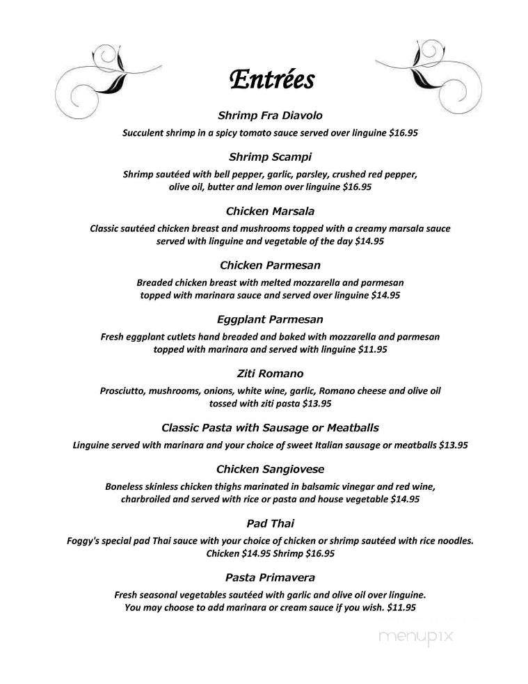 Foggy Goggle Osteria - Burke, VT menu_pic