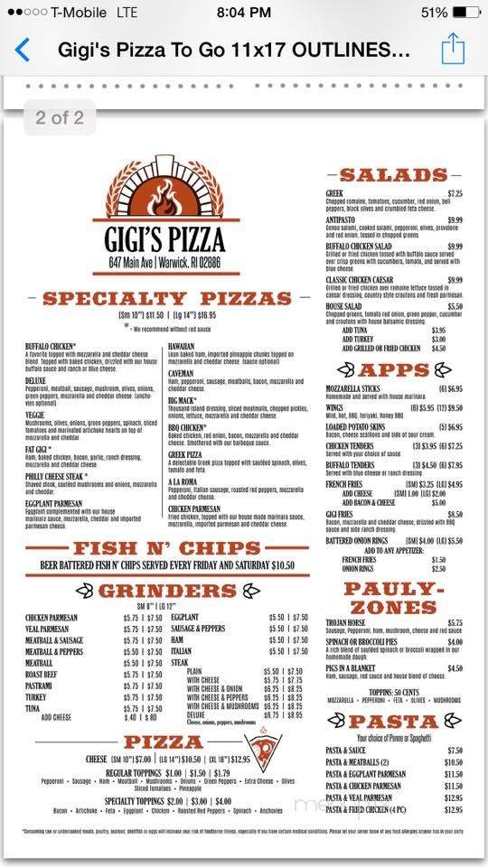 Gigi's Pizza & Bar - Warwick, RI menu_pic