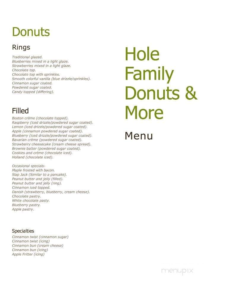 Hole Family Donuts & More - Quinton, VA menu_pic