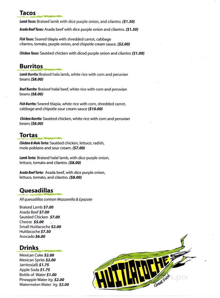 Huitlacoche - Los Angeles, CA menu_pic