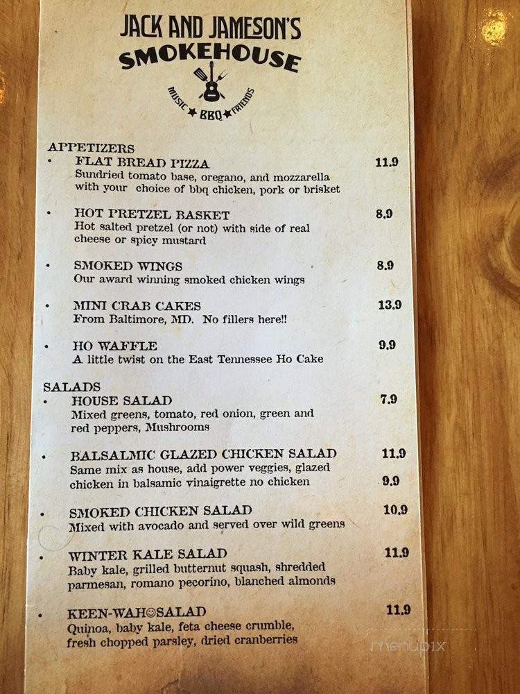 Jack and Jameson's Smokehouse - Franklin, TN menu_pic