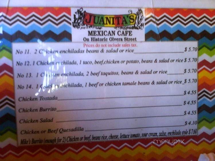 Juanita's - Los Angeles, CA menu_pic