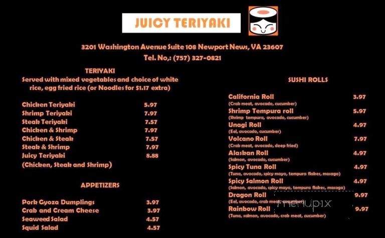 Juicy Teriyaki - Newport News, VA menu_pic