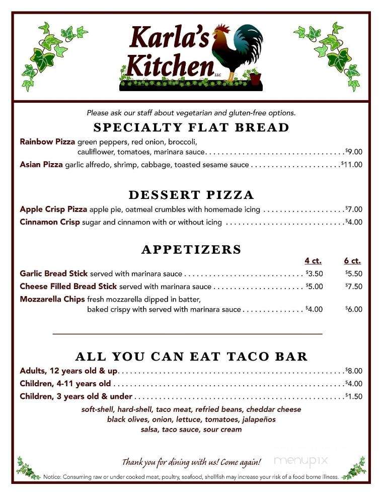 Karla's Kitchen - Lancaster, WI menu_pic