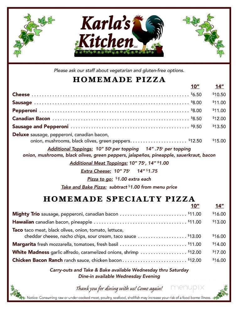 Karla's Kitchen - Lancaster, WI menu_pic