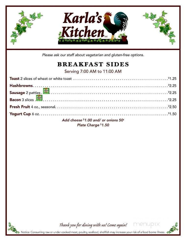 Karla's Kitchen - Lancaster, WI menu_pic