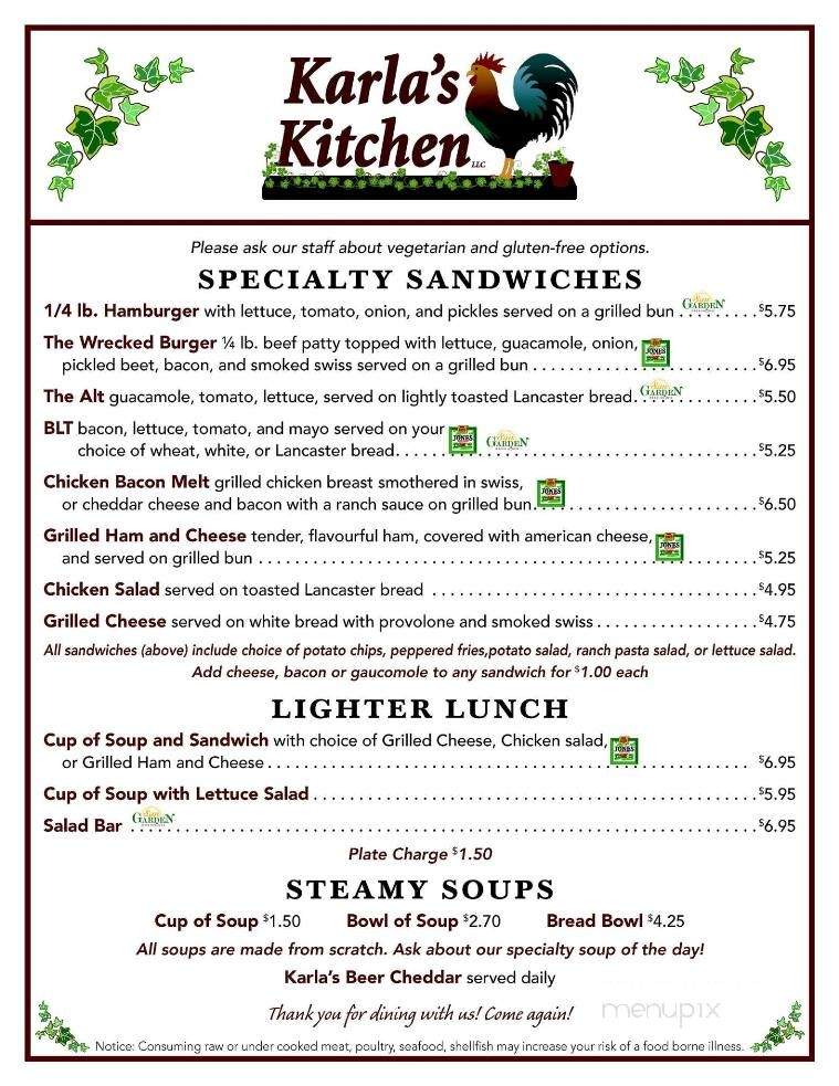 Karla's Kitchen - Lancaster, WI menu_pic