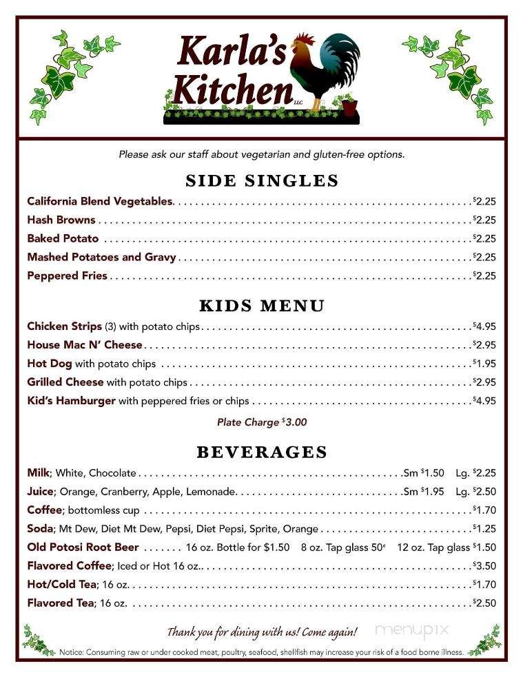 Karla's Kitchen - Lancaster, WI menu_pic