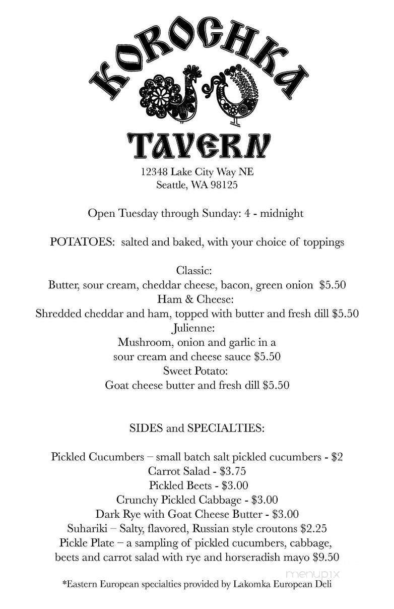 Korochka Tavern - Seattle, WA menu_pic