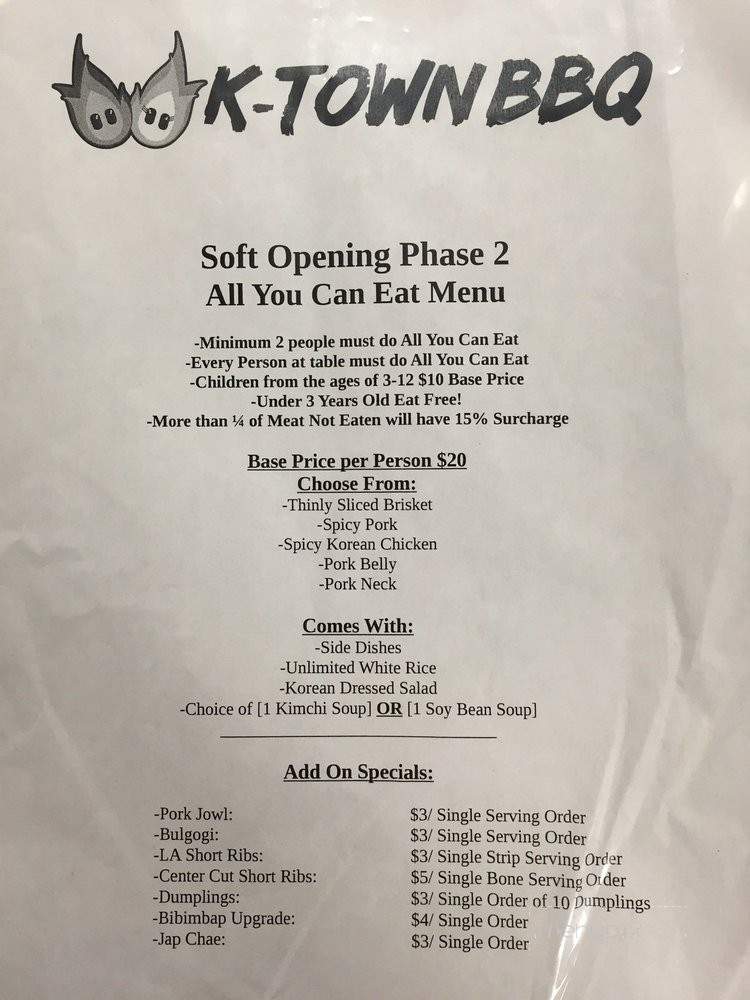 K-Town BBQ - Newark, CA menu_pic
