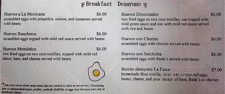 La Finca - Portage, MI menu_pic