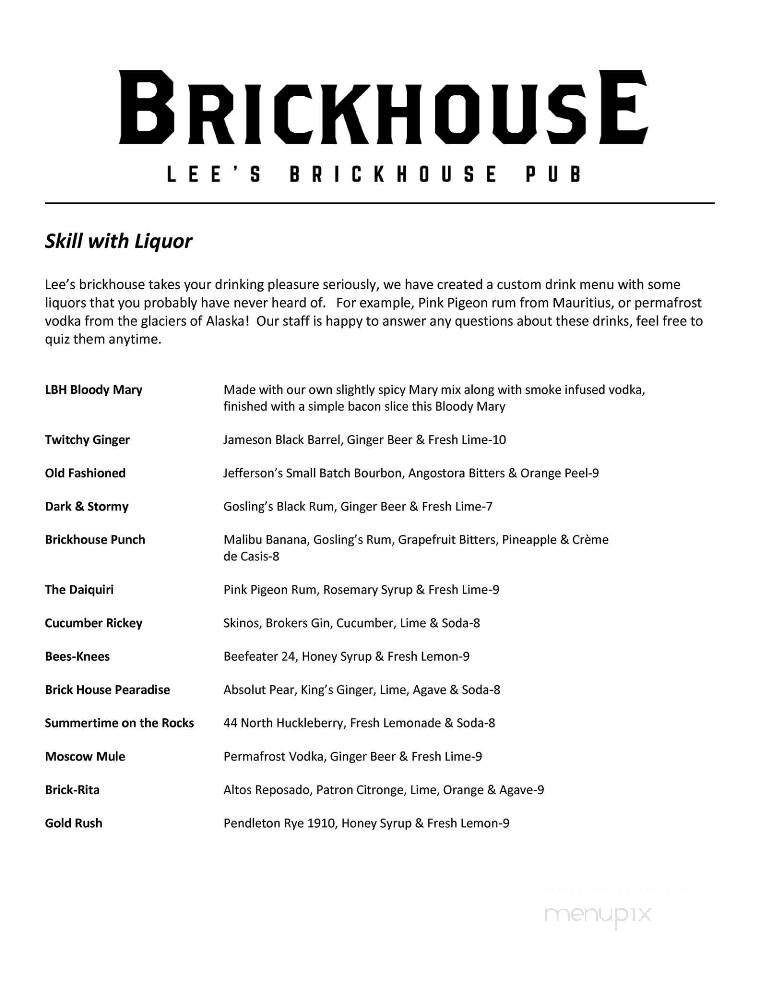 Lee's Brickhouse Pub - Kirkland, WA menu_pic