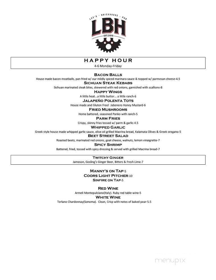 Lee's Brickhouse Pub - Kirkland, WA menu_pic