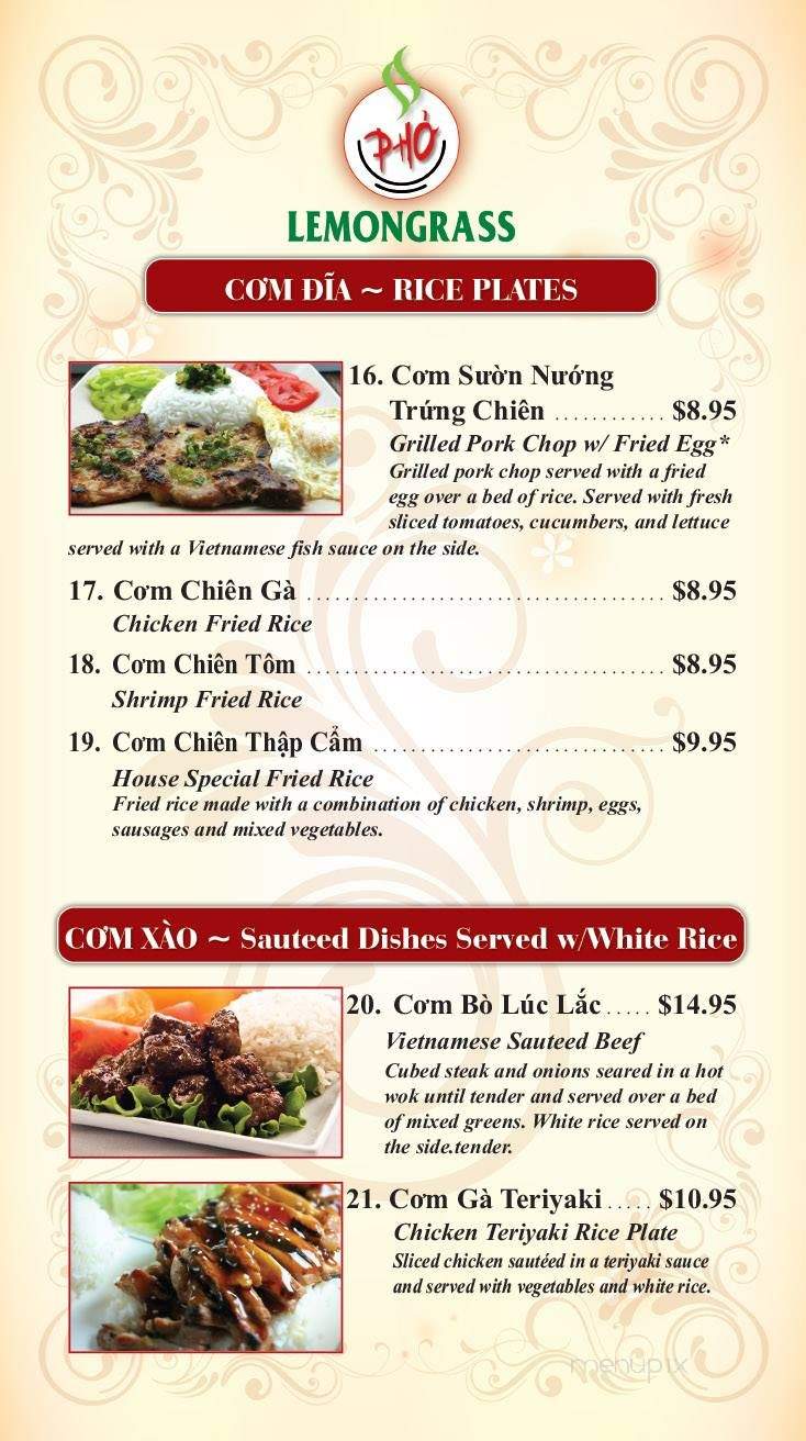 Lemongrass - Leominster, MA menu_pic