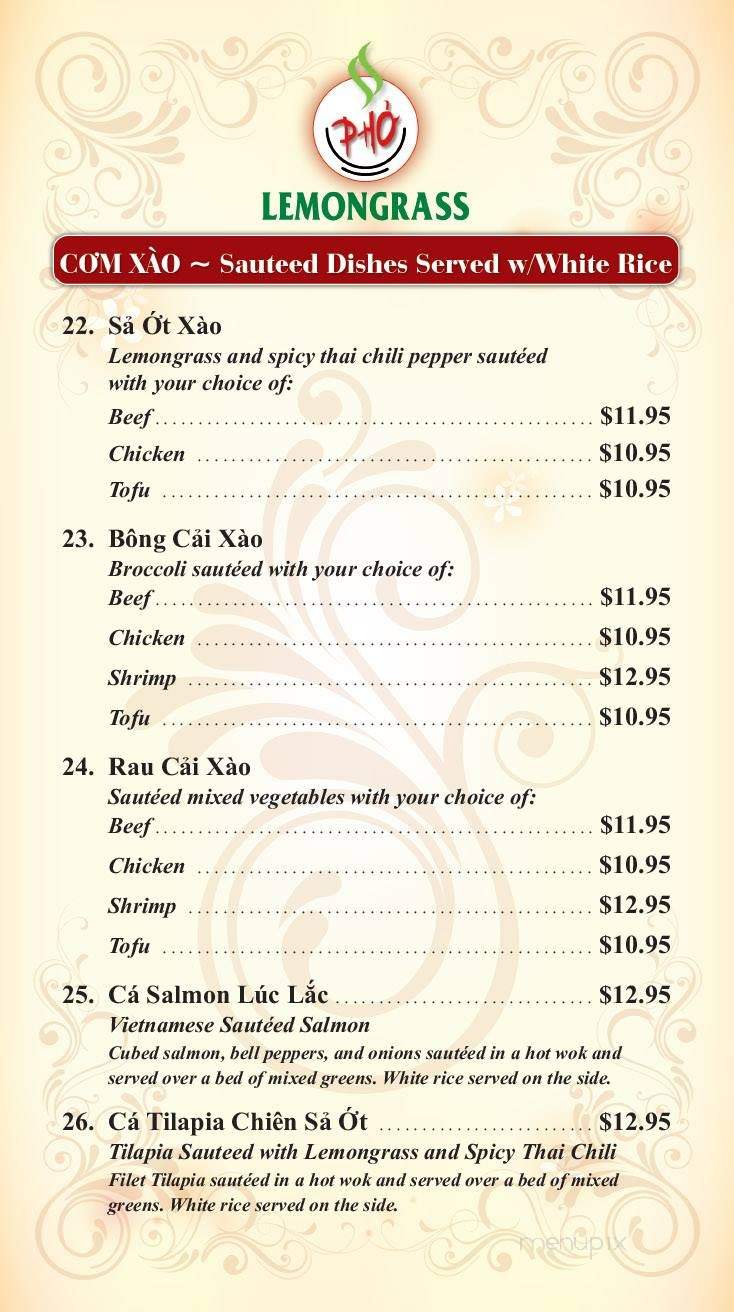 Lemongrass - Leominster, MA menu_pic