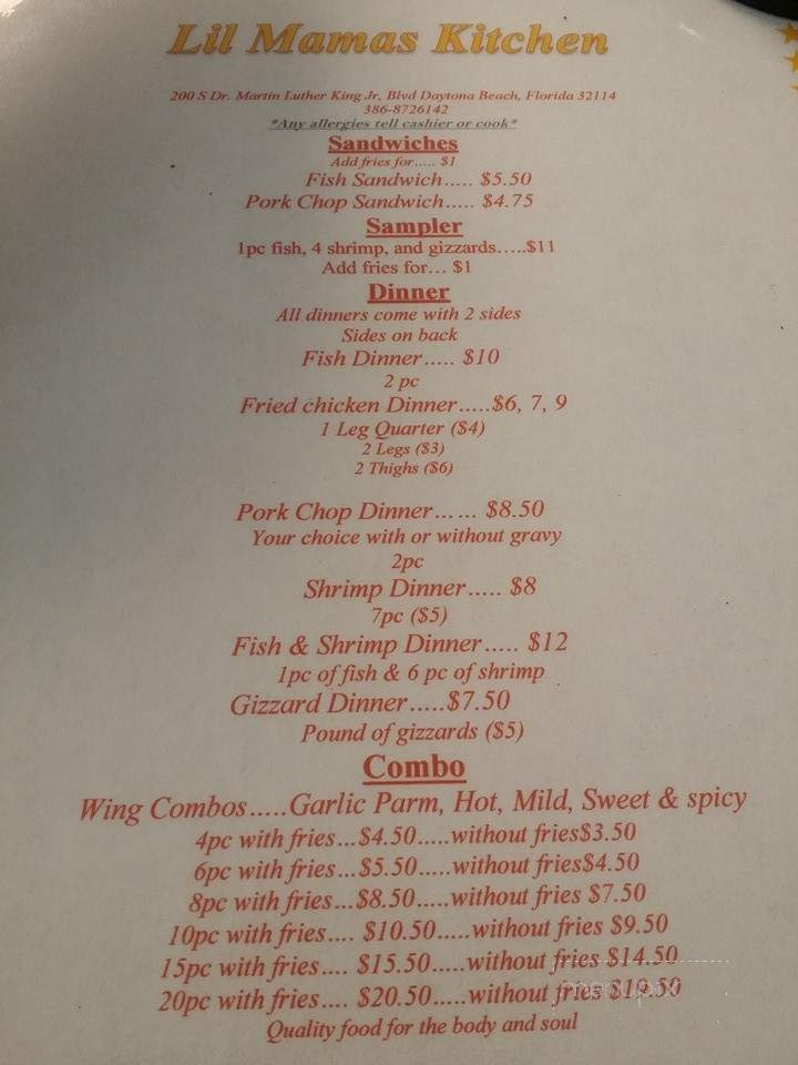 Lil Mama's Kitchen - Daytona Beach, FL menu_pic