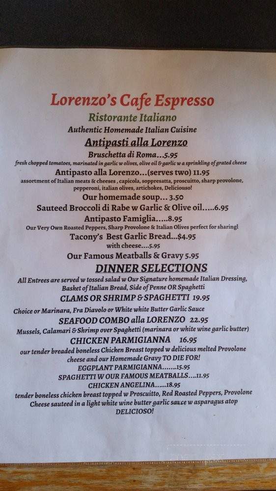 Lorenzo's Cafe Espresso - Philadelphia, PA menu_pic