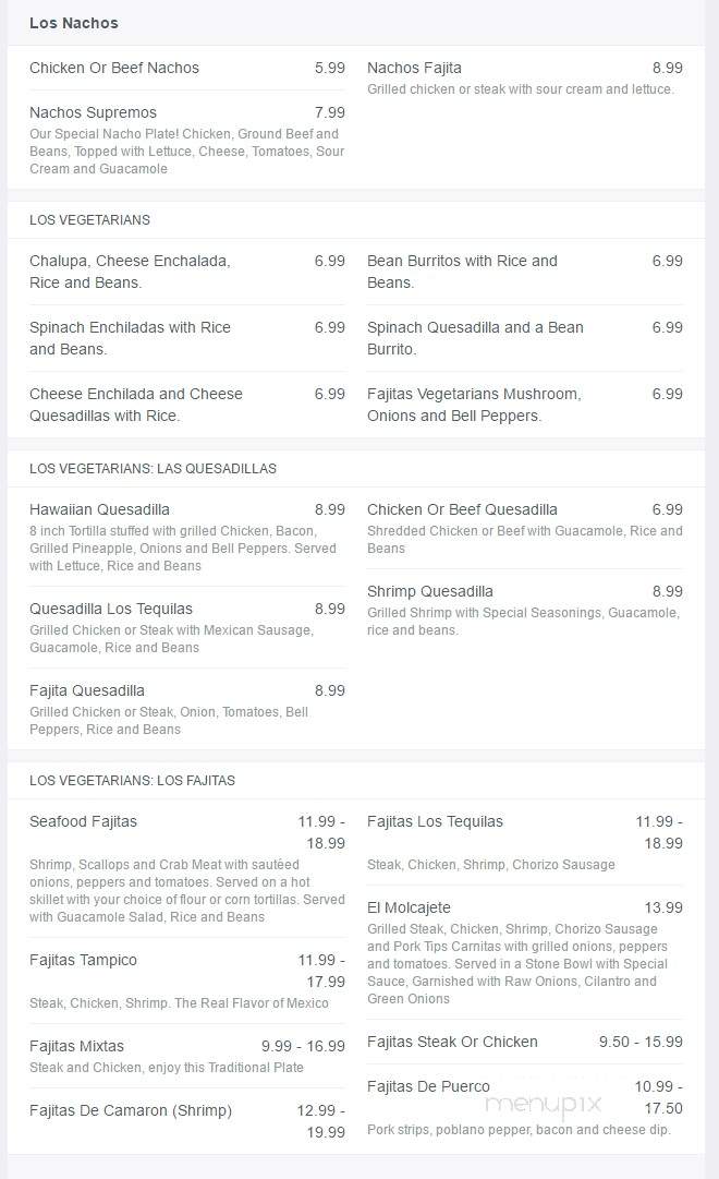 Los Tequilas - Sapulpa, OK menu_pic