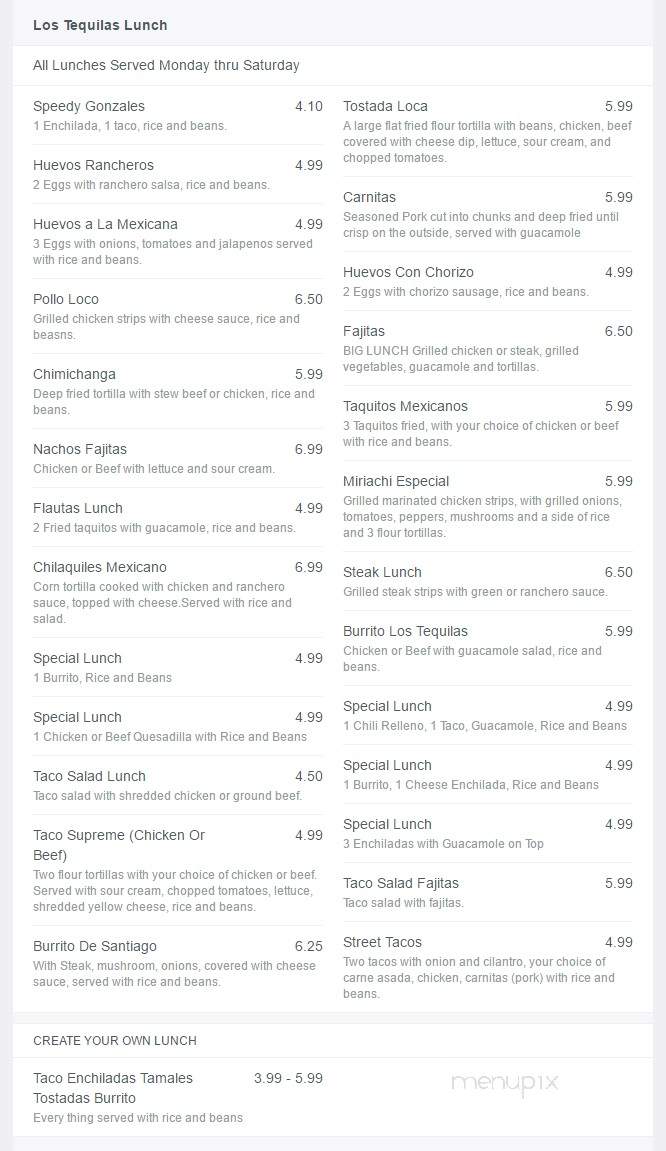 Los Tequilas - Sapulpa, OK menu_pic