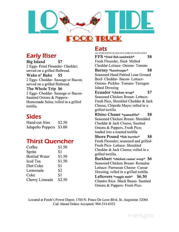 Low Tide Food Truck - Saint Augustine, FL menu_pic