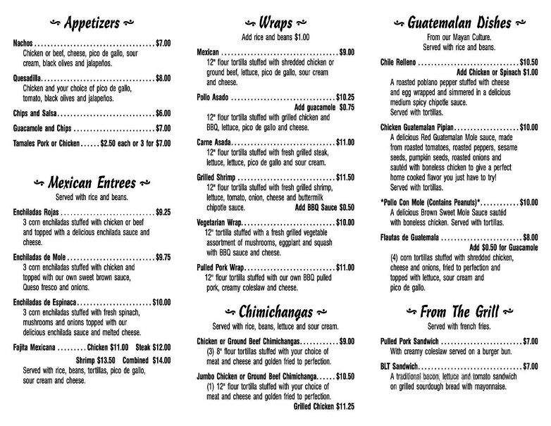 Mara's Grill Mexican Restaurant - Milwaukee, WI menu_pic