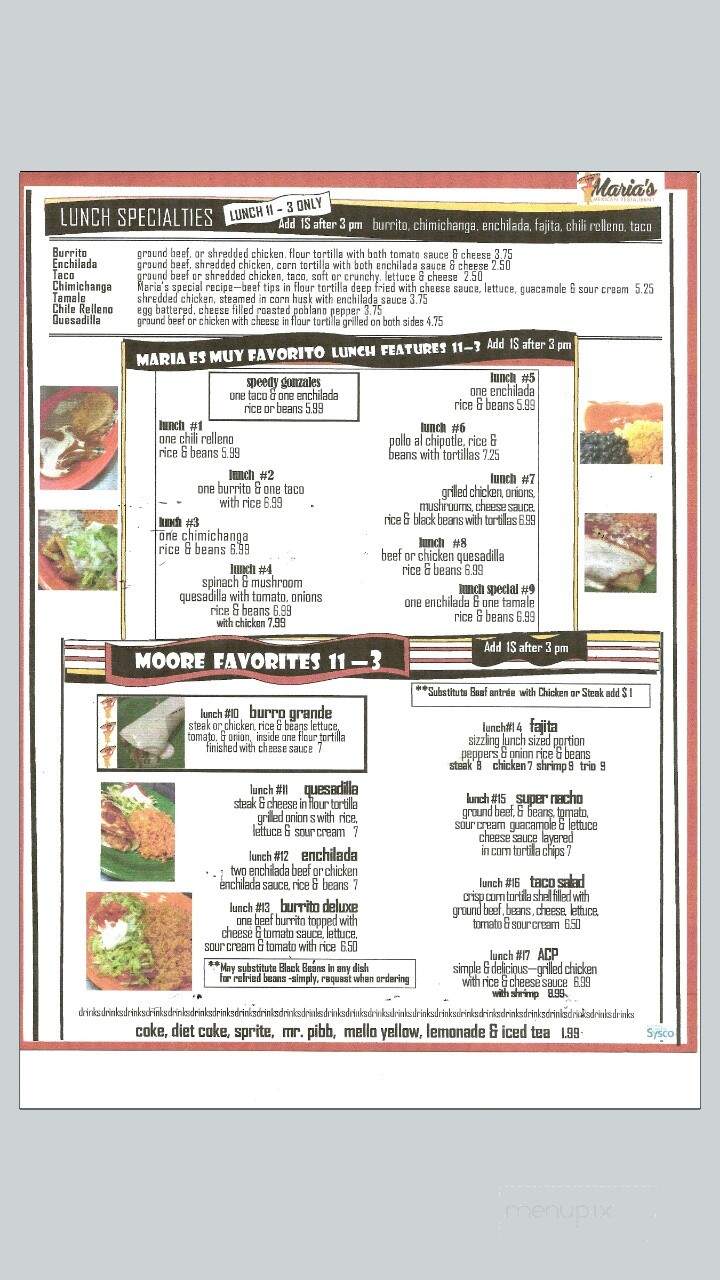 Marias Mexican Restaurant - Pinehurst, NC menu_pic