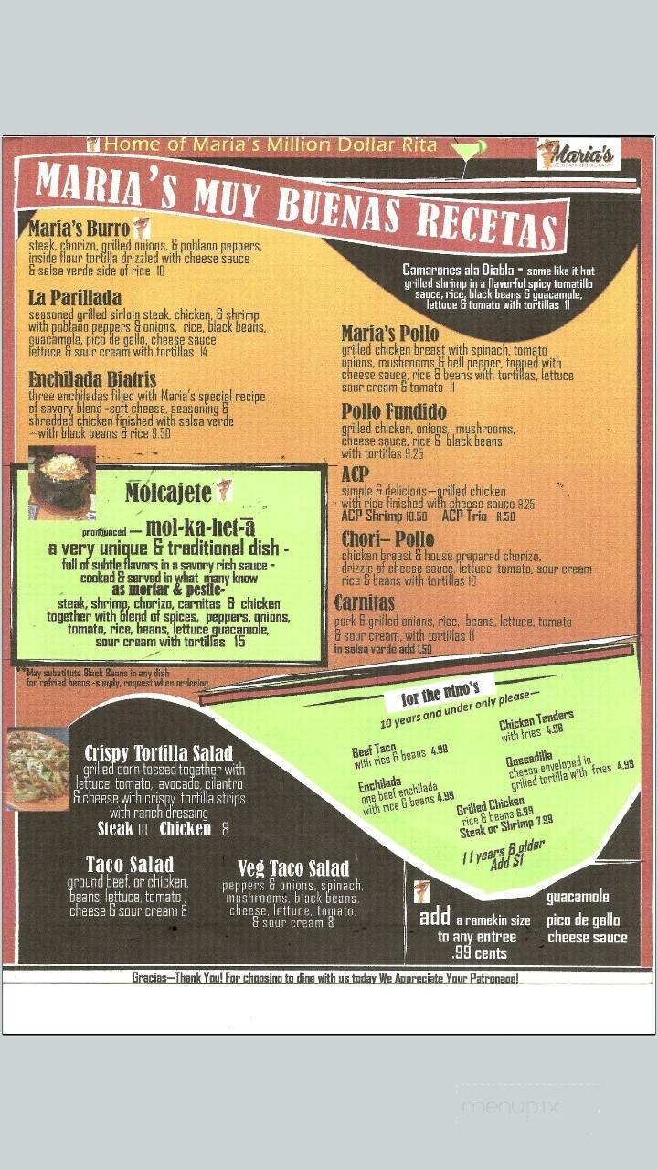 Marias Mexican Restaurant - Pinehurst, NC menu_pic