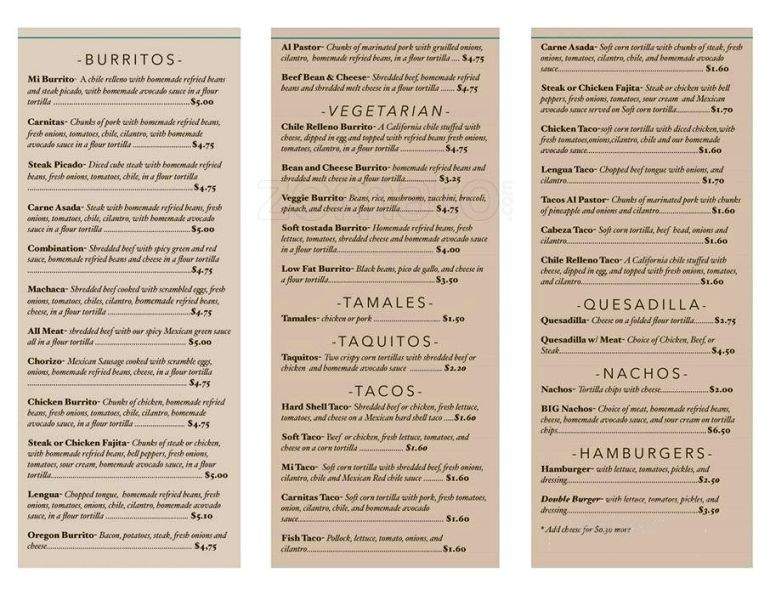 Mi Burrito - Portland, OR menu_pic