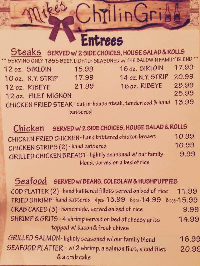 Mike's Chillin Grill - Dumas, TX menu_pic