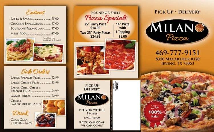 Milano Pizza - Irving, TX menu_pic