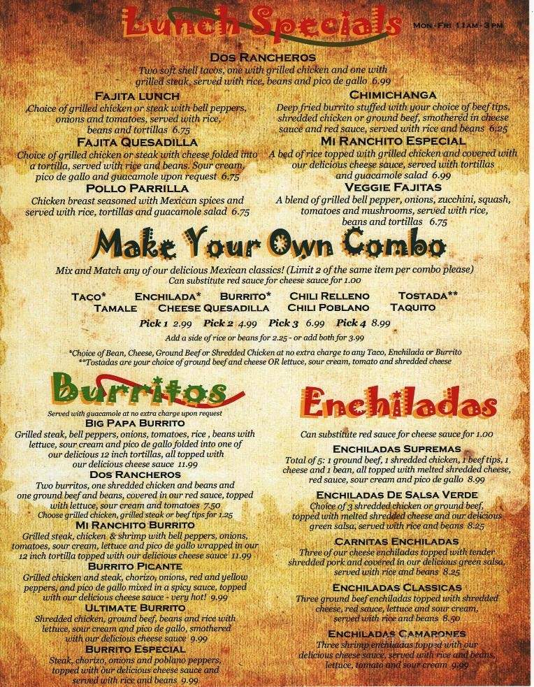 Mi Ranchito Bar and Grill - Pekin, IL menu_pic
