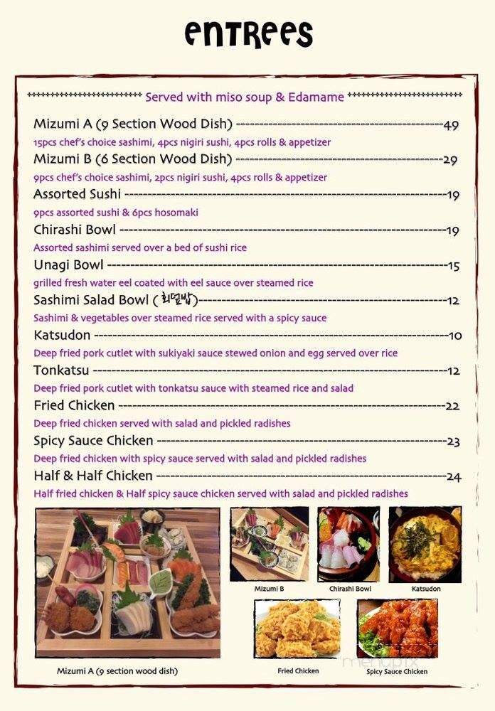 Mizumi Roll & Izakaya - Lynnwood, WA menu_pic