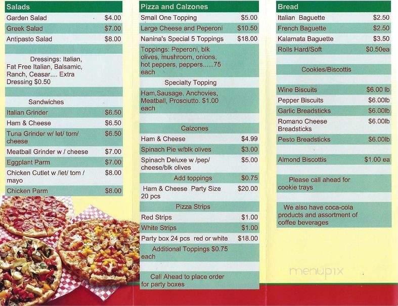 Nanina's Bakery and Pizzeria - Providence, RI menu_pic