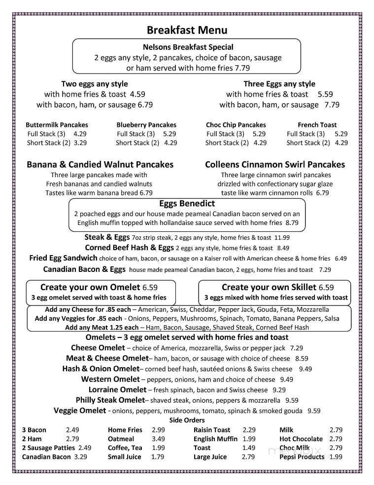 Nelsons Cafe - Niagara Falls, NY menu_pic